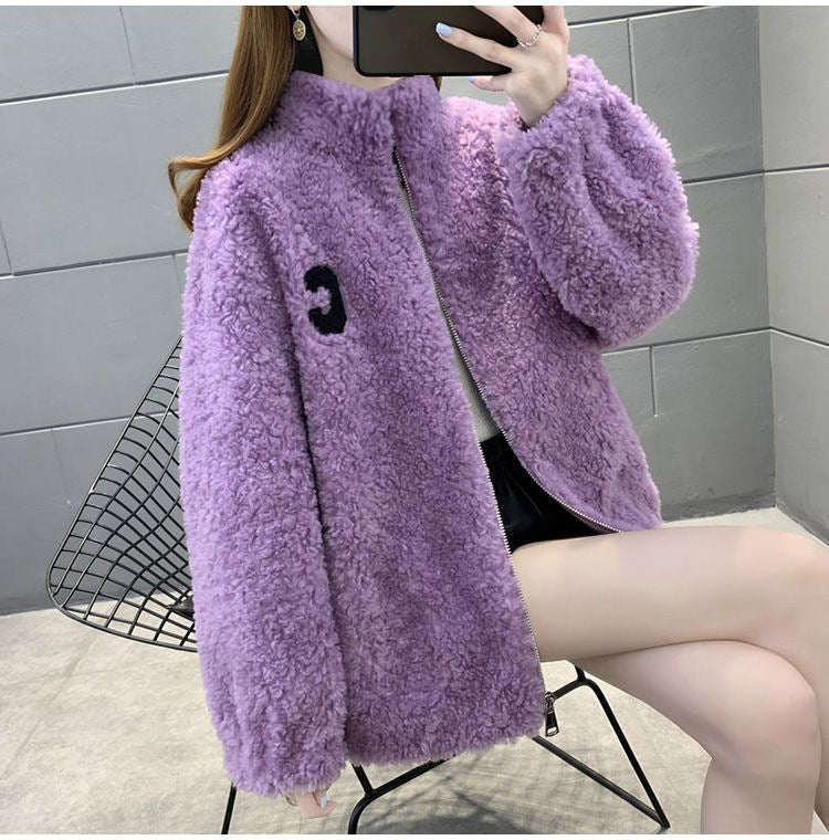 Fleece Lined Padded Warm Keeping Polar Fleece Cardigan Coat Outerwear