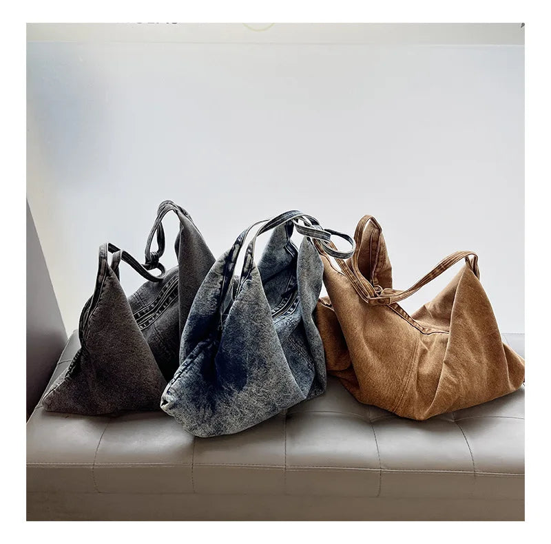 Cowboy Chic Large Denim Shoulder Tote