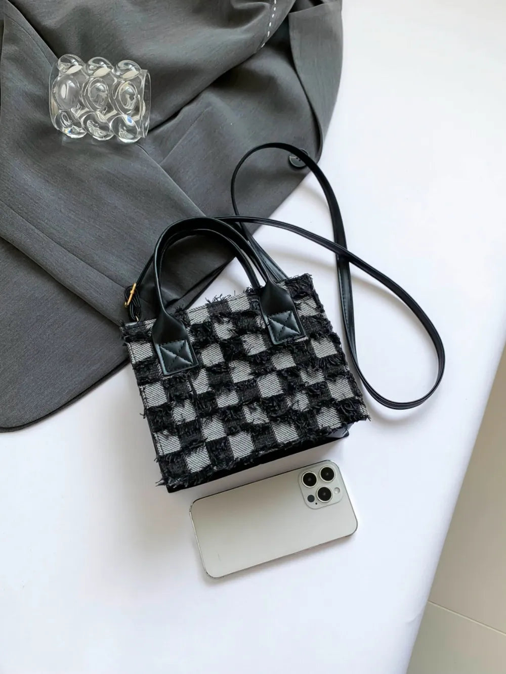 Raw Edge Plaid Denim - BAGMODA