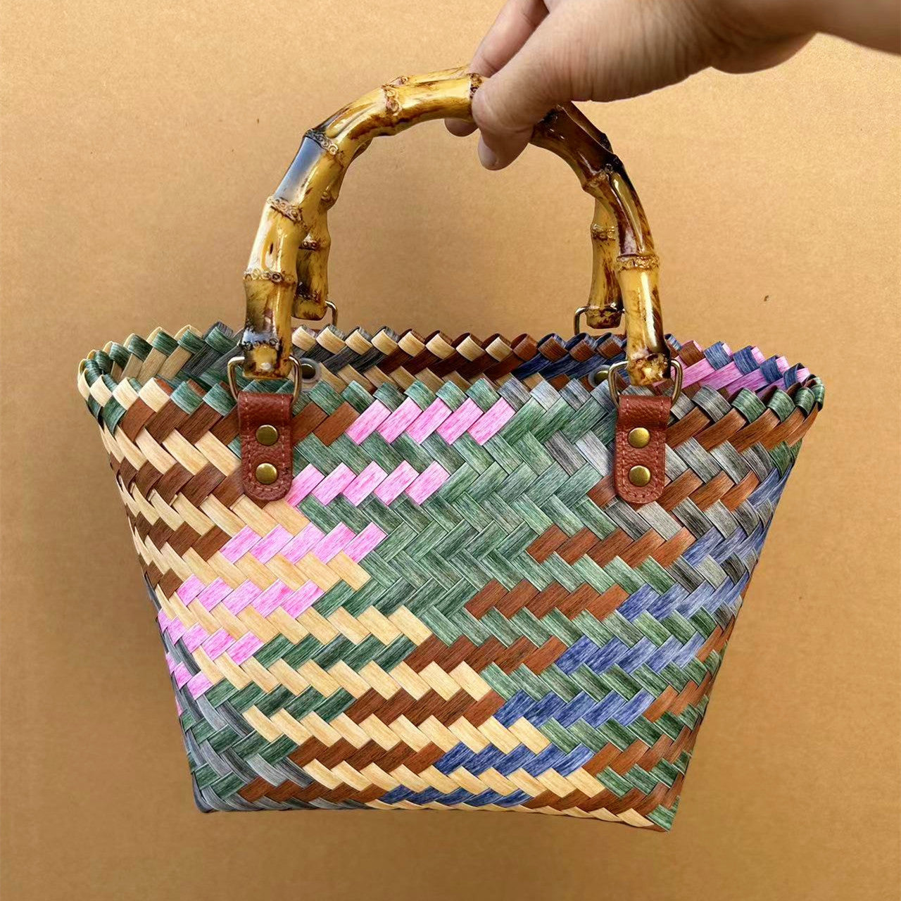Vintage Stripe Sausage Dog Woven Bag