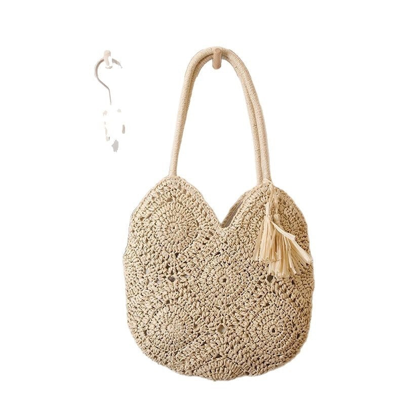 Chic Hollow Tassel Woven Tote