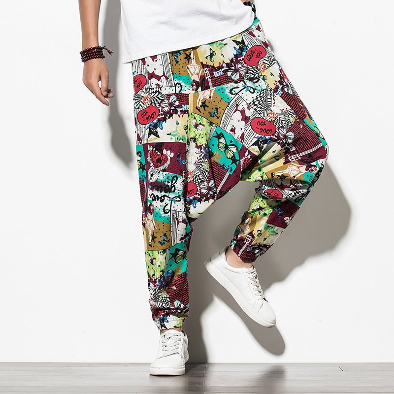 Summer Chinese Wind Bundle Foot Pants For Men Fattening - BAGMODA