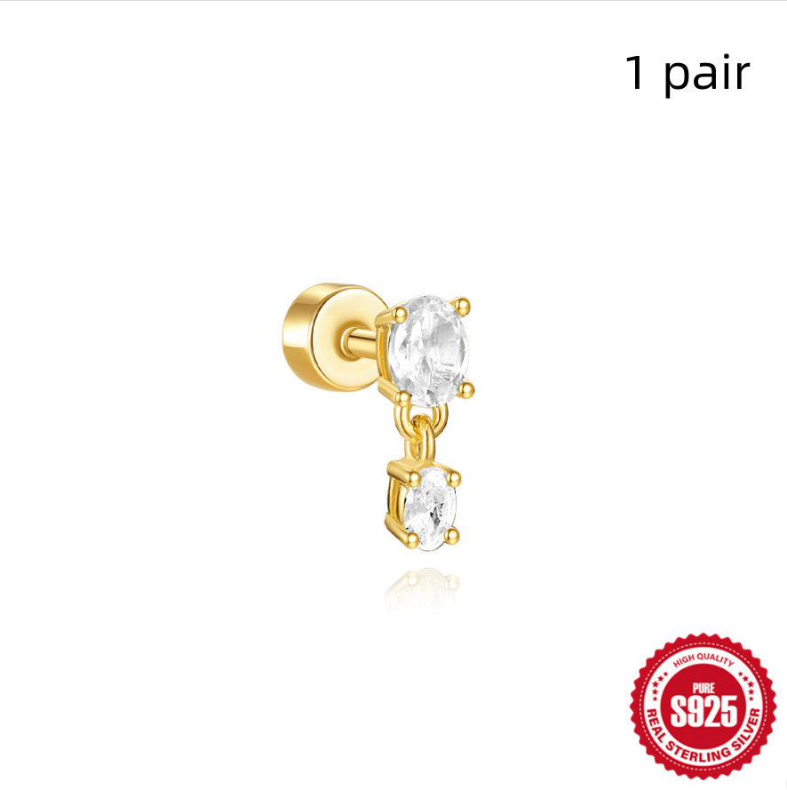 S925 Sterling Silver Flat Column Thread Piercing Ear Bone Stud