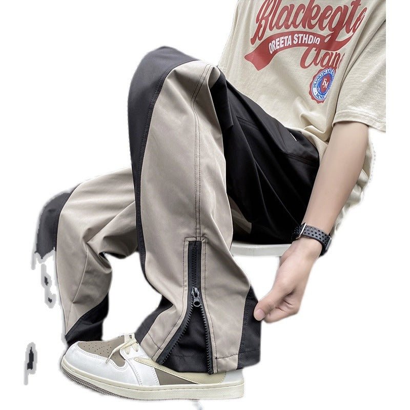 Stitching Embroidery Casual Mopping Trend Men Straight - leg Pants - BAGMODA