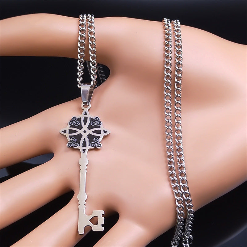 Fashion Key Shape Cross Necklace Charm Chaotian