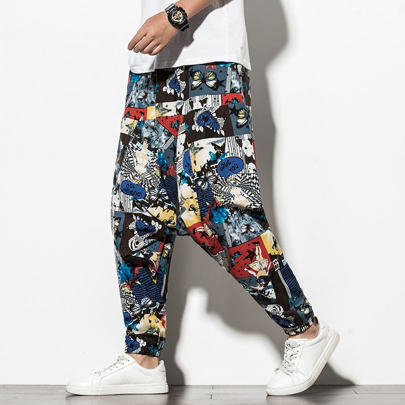 Summer Chinese Wind Bundle Foot Pants For Men Fattening - BAGMODA