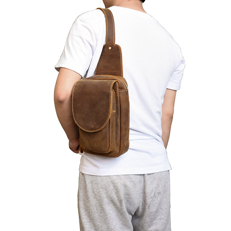 Men's Leather Chest Sports Bag