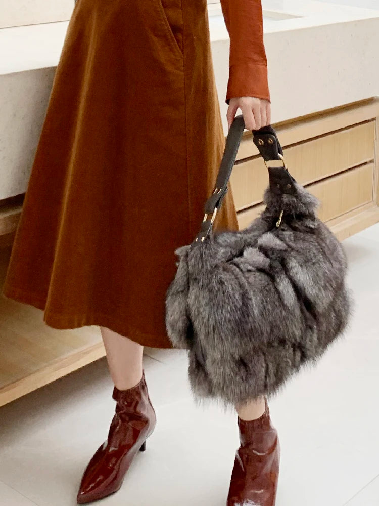 Winter Luxe Fox Fur Tote
