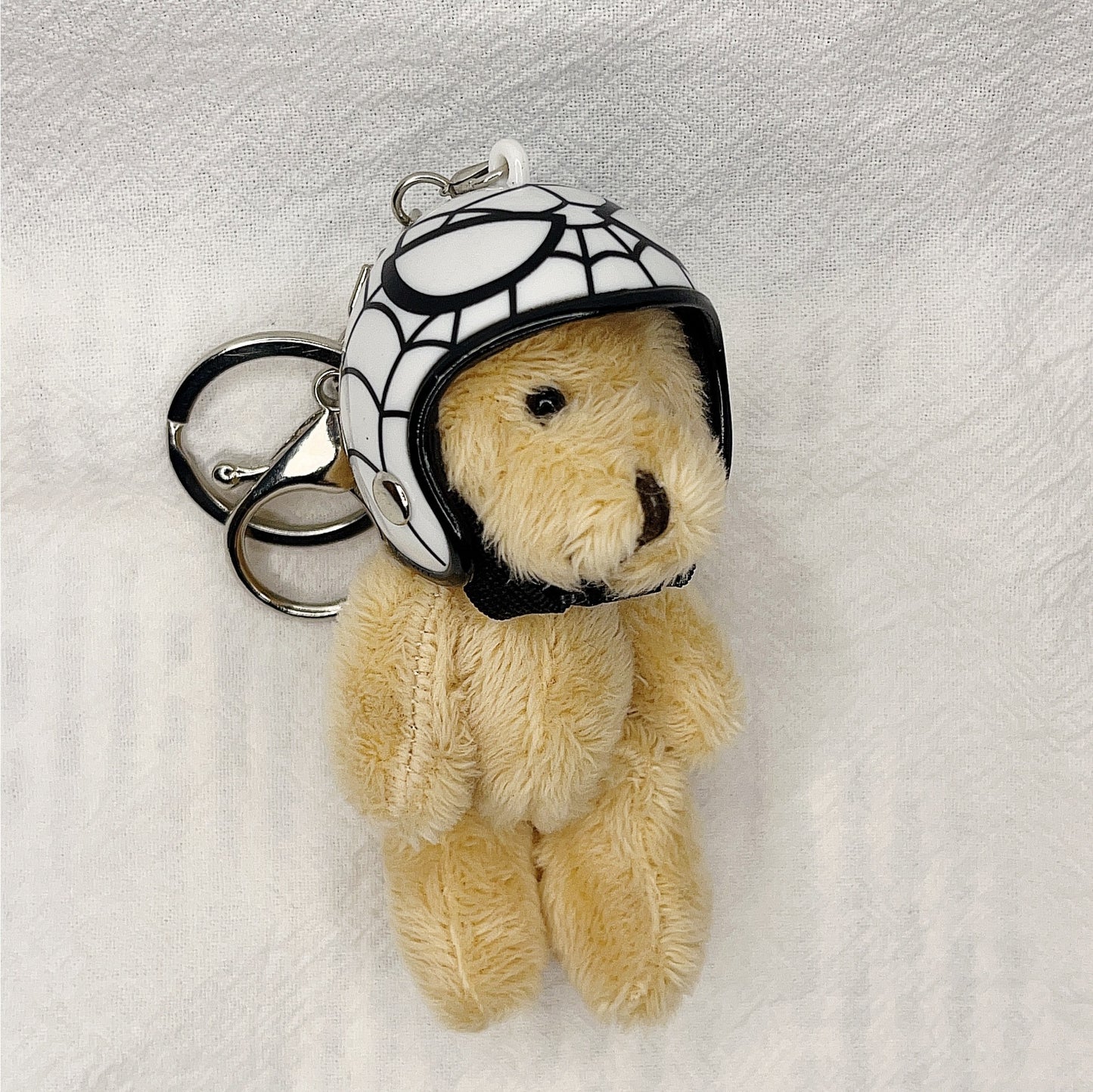 South Korea Ins Cute Motorcycle Helmet Bear Pendant Plush Key Chain