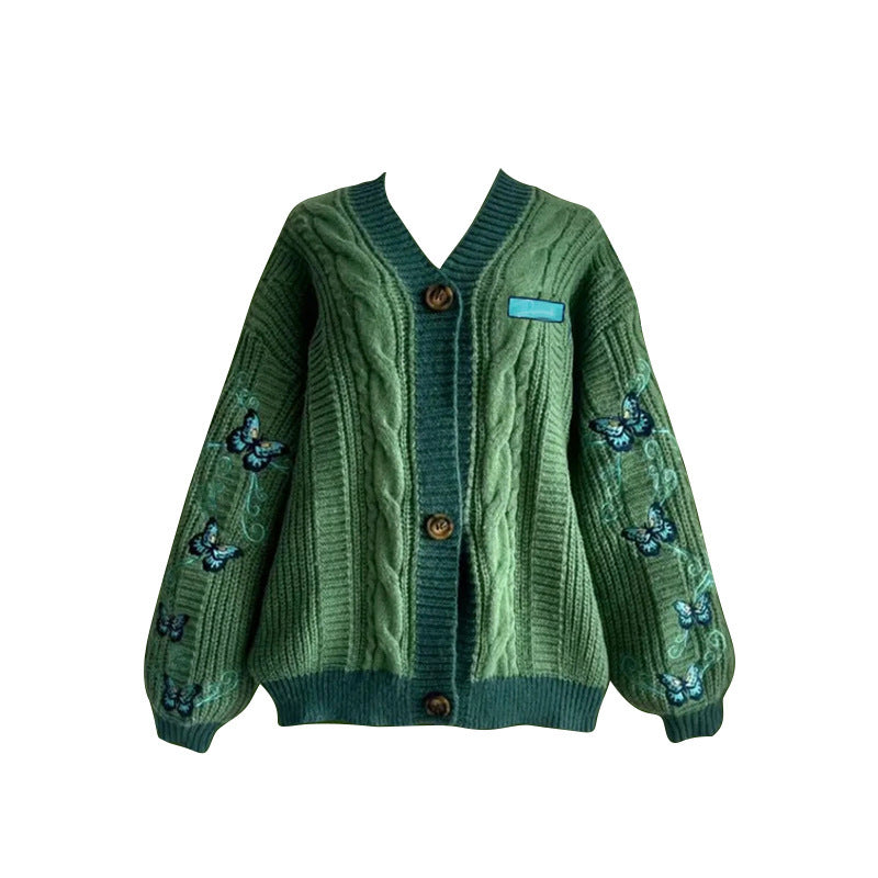 European And American Knitwear Embroidered Cardigan Temperament Youthful-looking Loose Casual Sweater