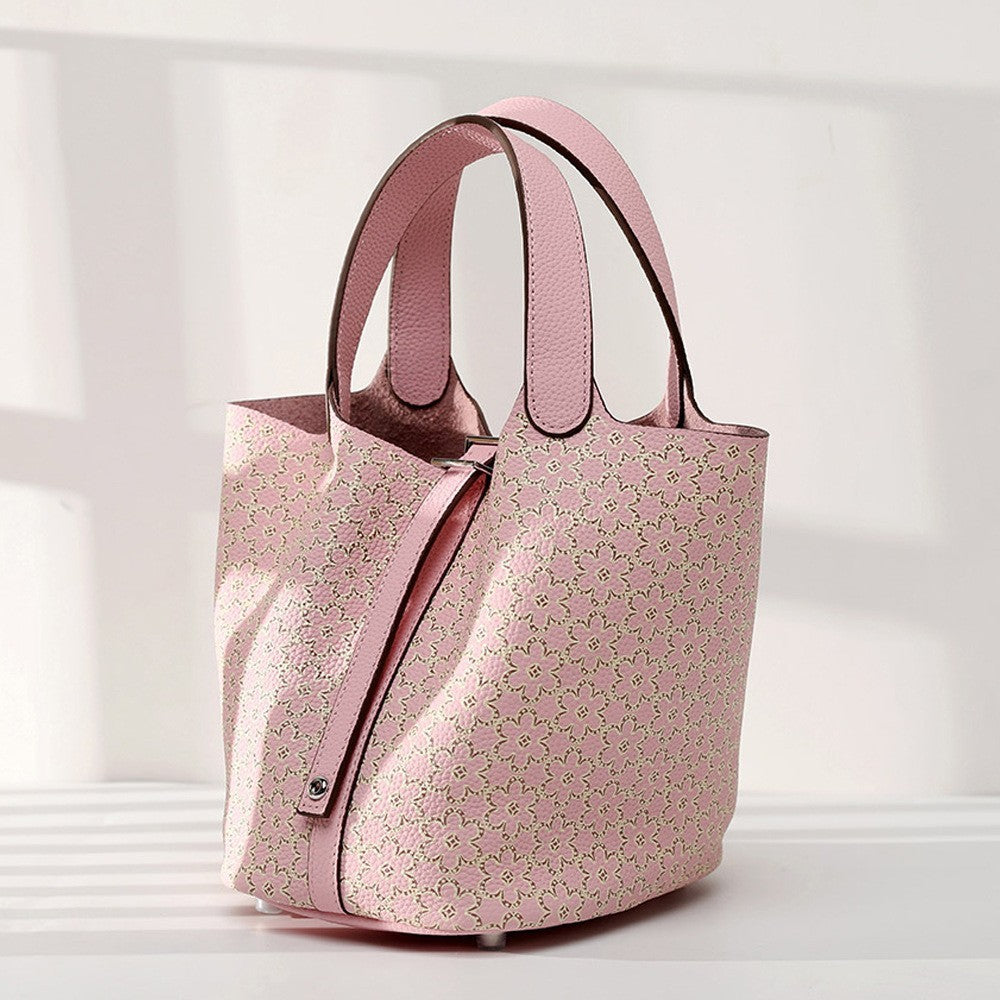 Bolso de piel de vacuno tipo cubo