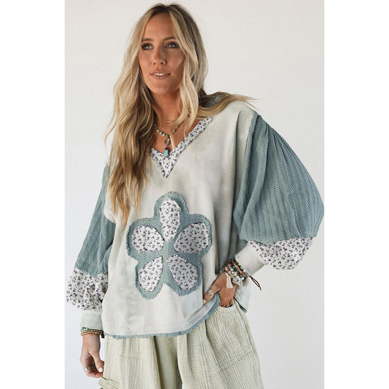 European And American Leisure Loose Contrast Color Knitted Pullover