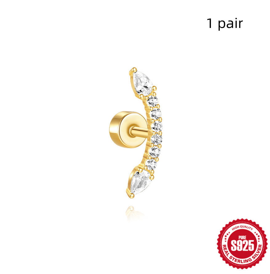 S925 Sterling Silver Flat Column Thread Piercing Ear Bone Stud