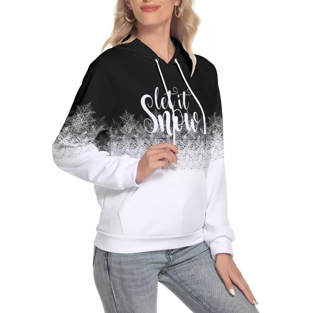 Snowflake Gradient Print Raglan Sleeve Hoodie Sweatshirt