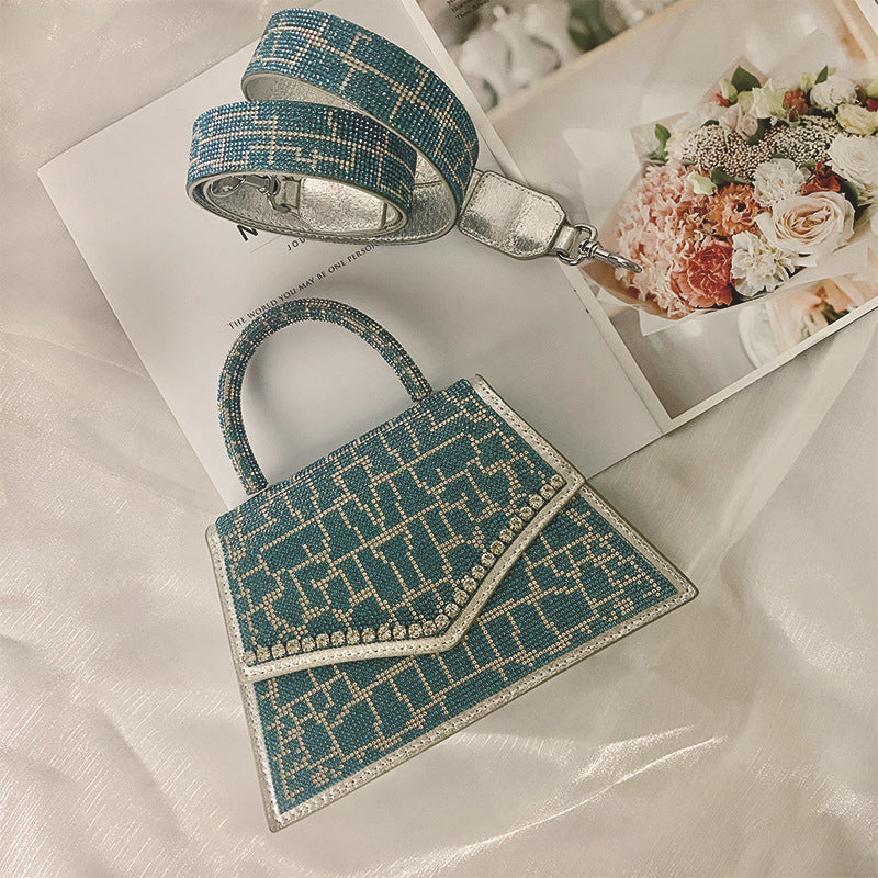 Crocodile Pattern Rhinestone Square Bag