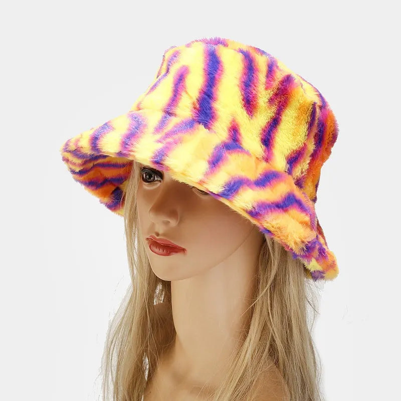 Panama Zebra Print Plush Velvet Hat