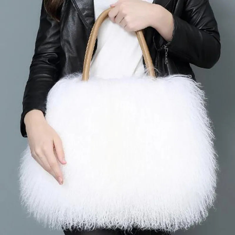 Mongolian Luxe Fur Shoulder Bag - BAGMODA