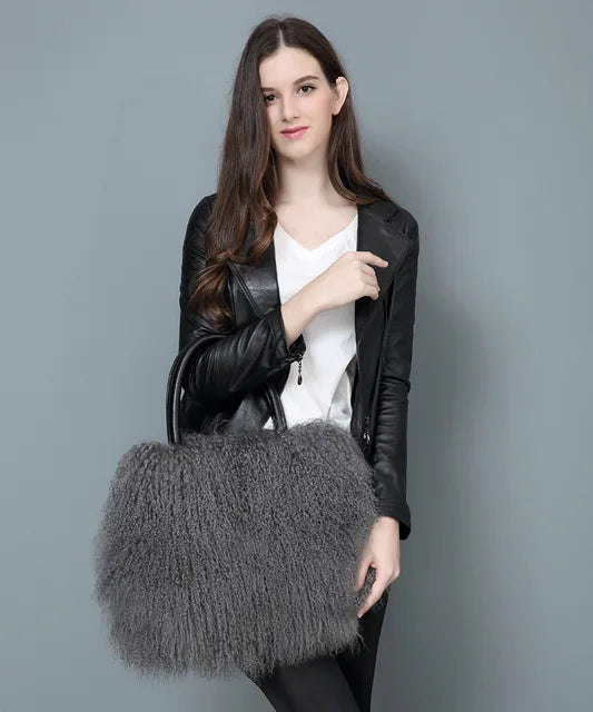Mongolian Luxe Fur Shoulder Bag - BAGMODA