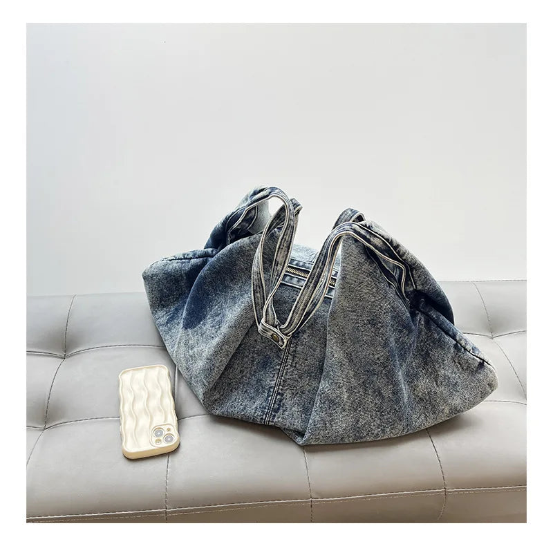 Cowboy Chic Large Denim Shoulder Tote
