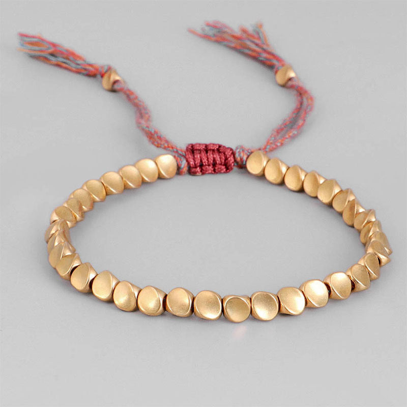 Handmade Tibetan Buddhist Braided Cotton Copper Beads Lucky Rope Bracelet & Bangles For Women Men Thread Bracelets