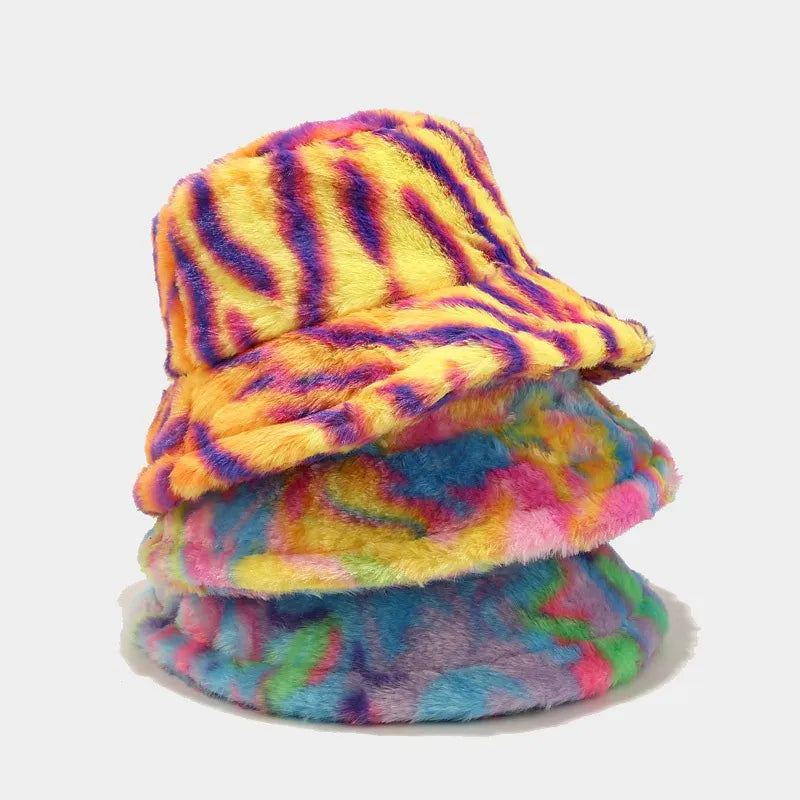 Panama Zebra Print Plush Velvet Hat