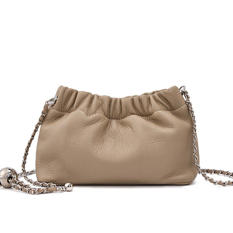 Cloud Pleated Cowhide Leather Bag