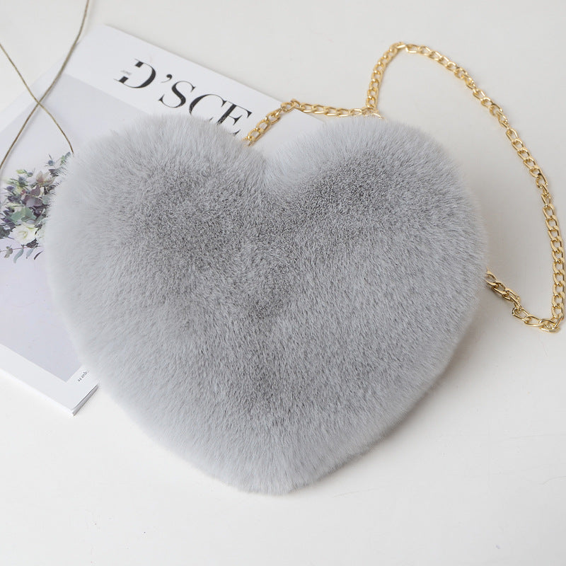 Fluffy Heart Messenger Bag - BAGMODA