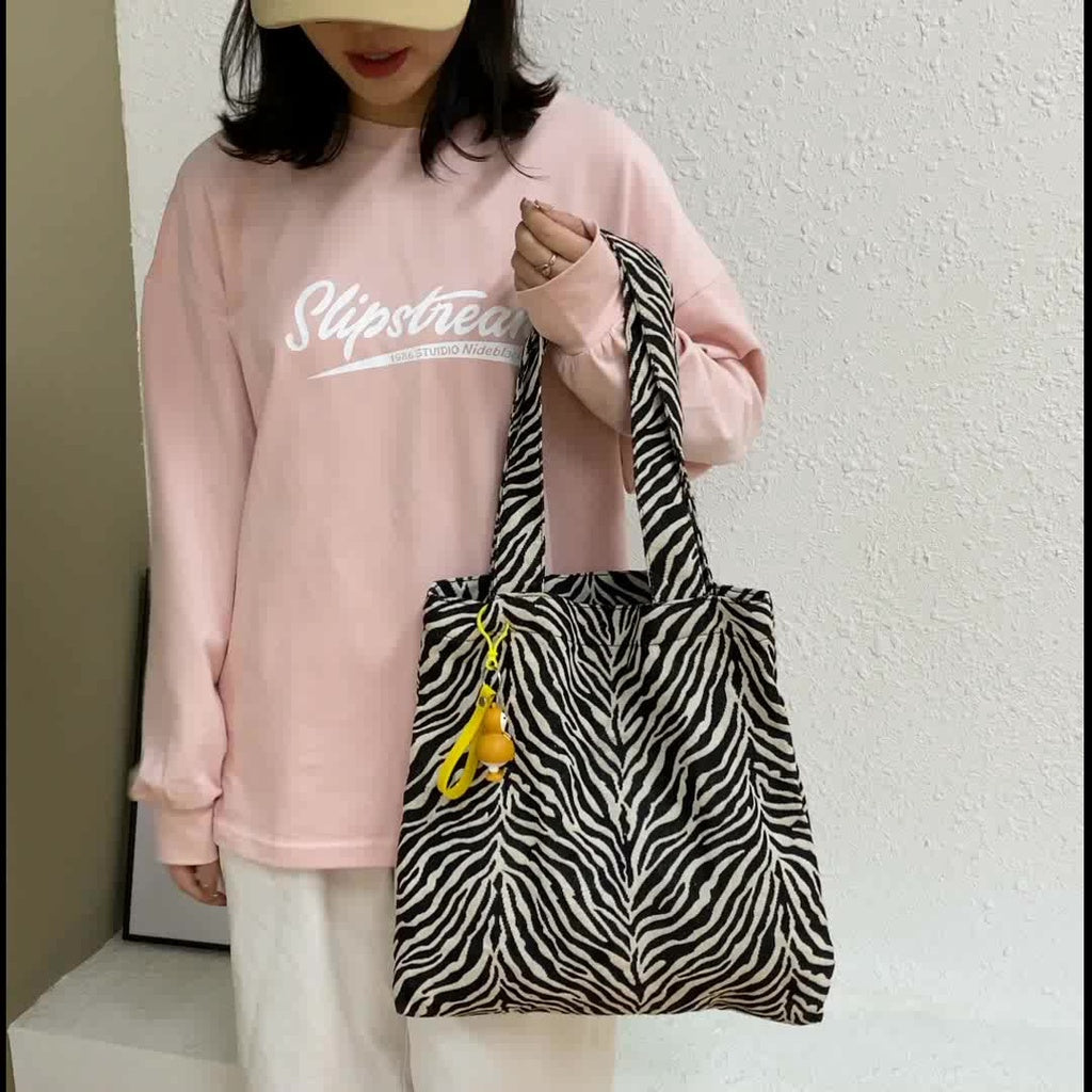 Zebra Canvas Tote Bag