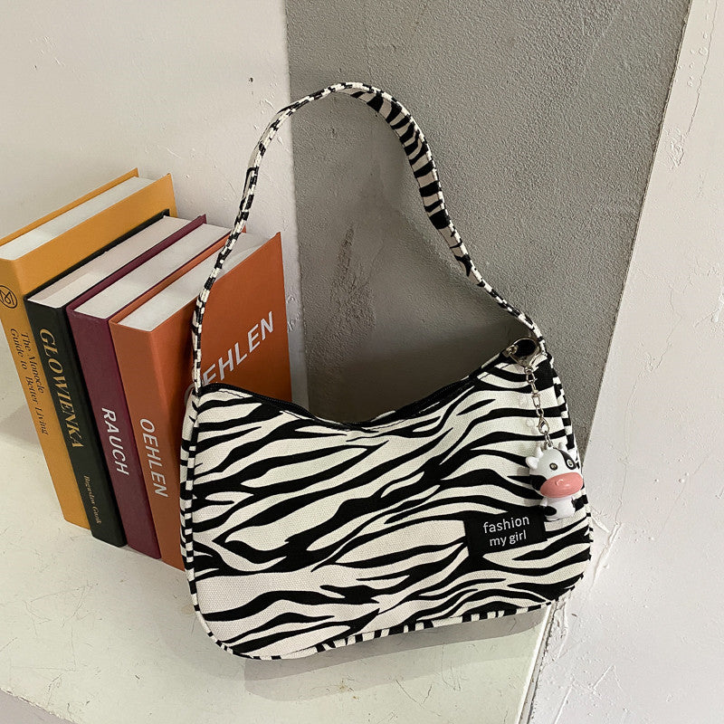 B&W Canvas Hobo Bag