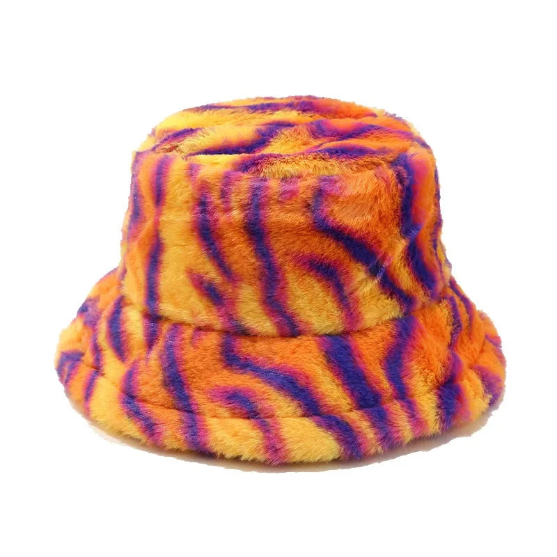 Panama Zebra Print Plush Velvet Hat
