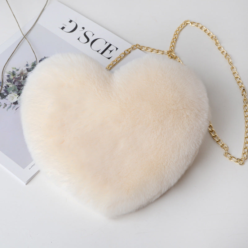Fluffy Heart Messenger Bag - BAGMODA