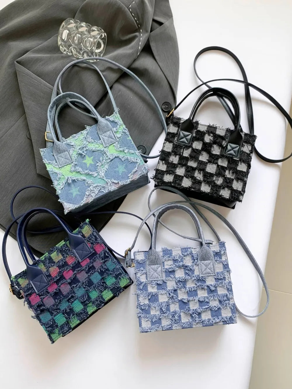 Raw Edge Plaid Denim - BAGMODA