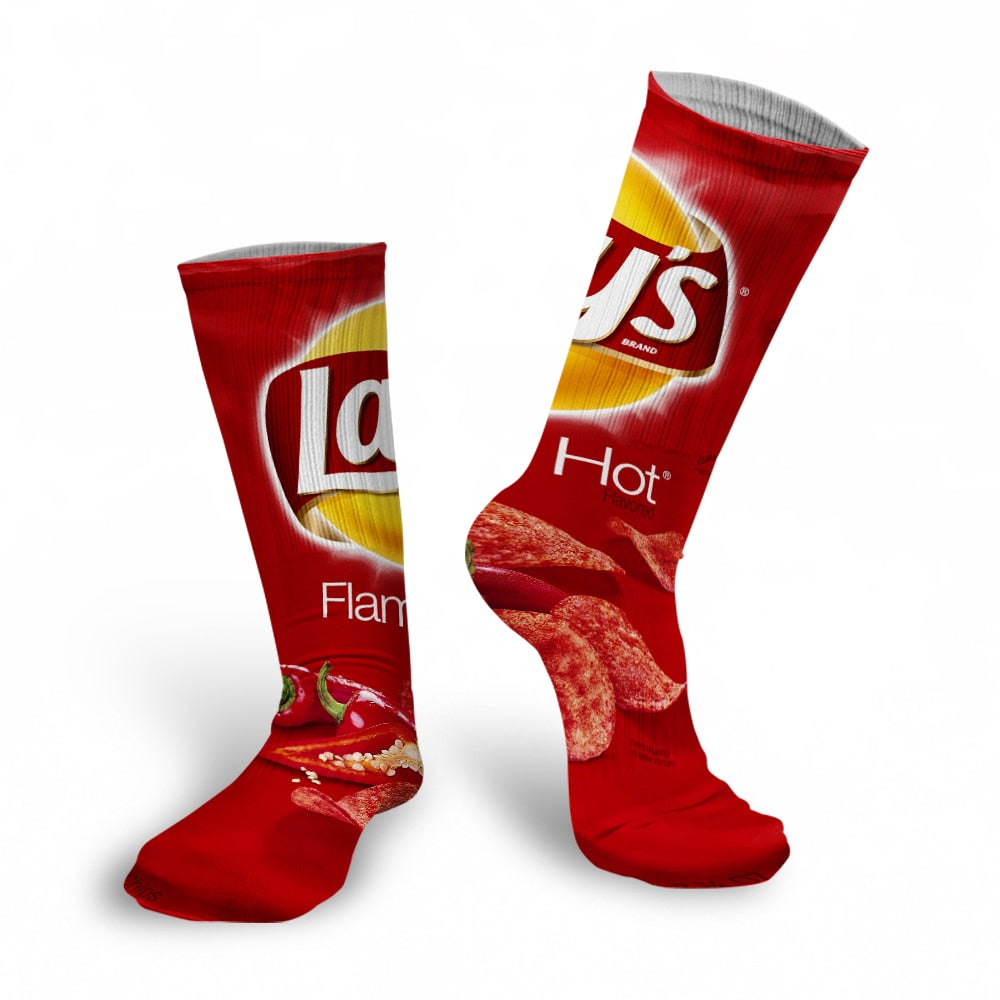 Harajuku Kawaii Socks Man Cotton Cartoon Food Print
