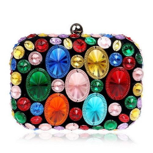 Diamonds Metal Rhinestones Beading Clutch - BAGMODA