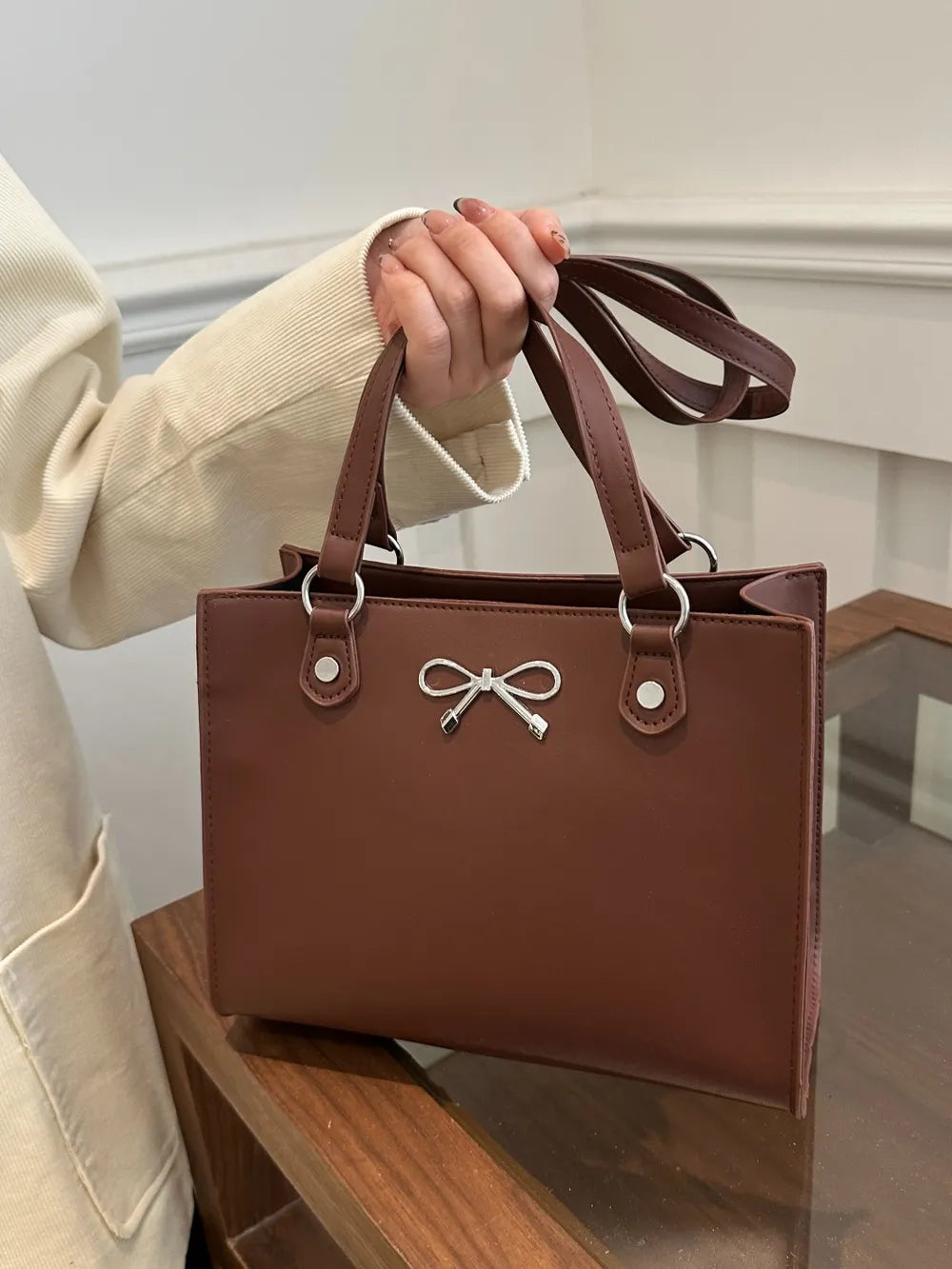 Charming Bow Leather Bag - BAGMODA