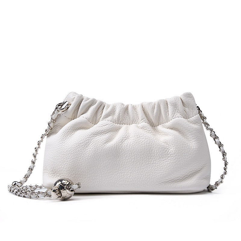 Cloud Pleated Cowhide Leather Bag