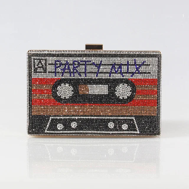 Retro Crystal Cassette Clutch