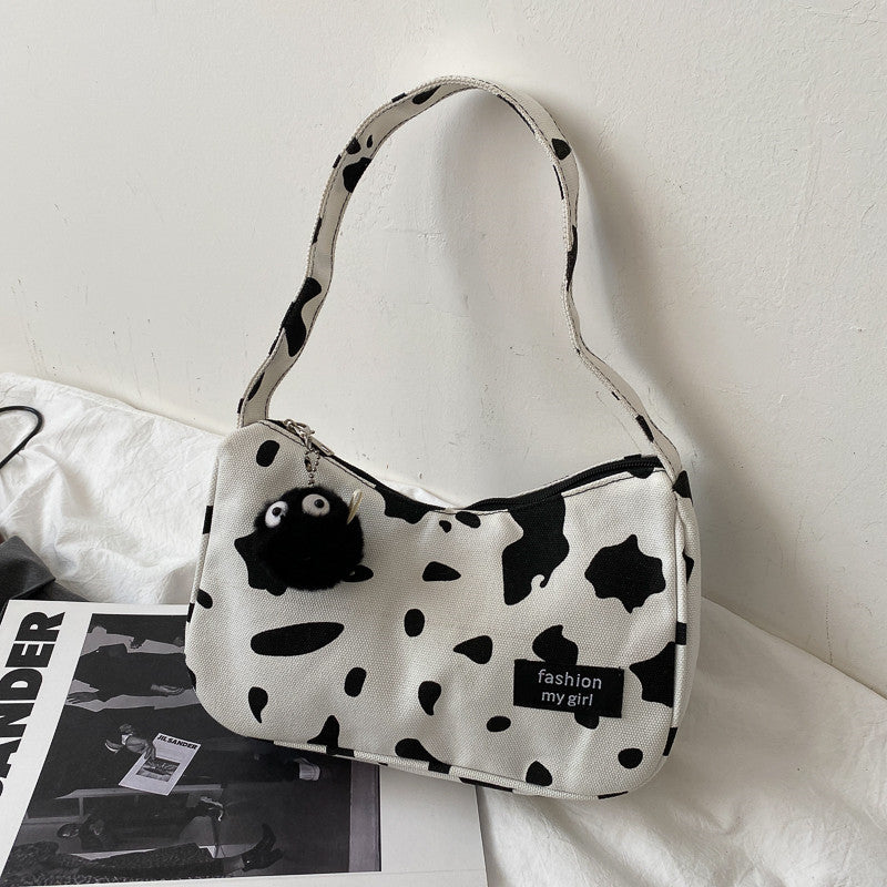 B&W Canvas Hobo Bag