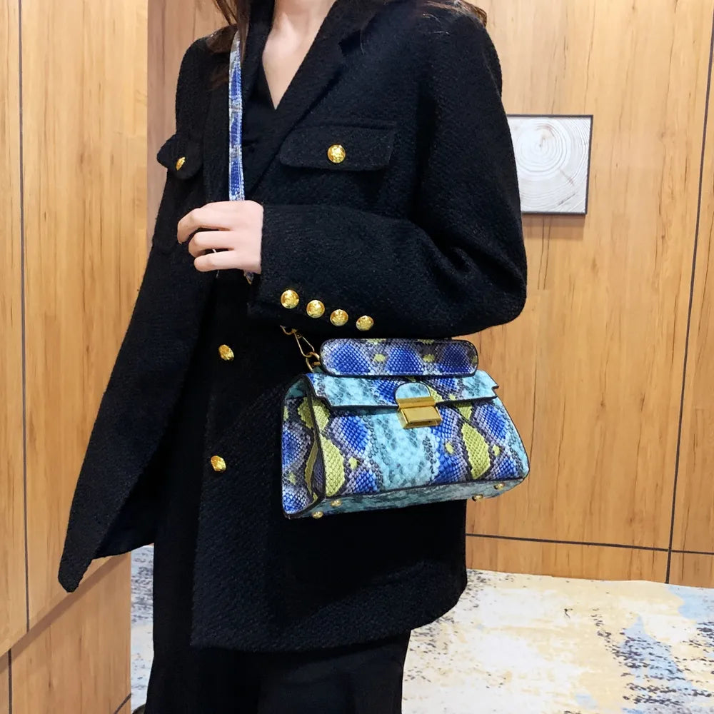Vivid Charm Snakeskin Bag