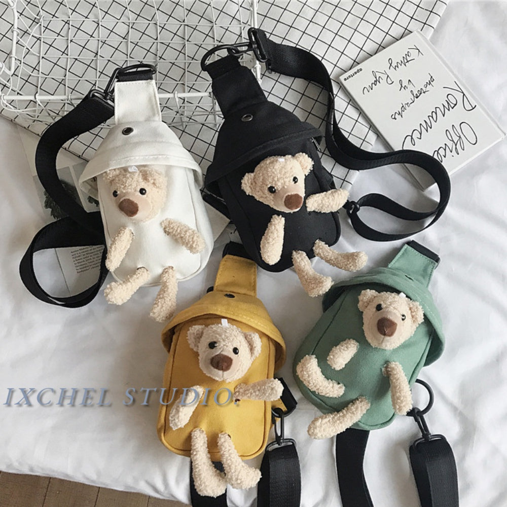 Girls Bear Canvas Chest Bag