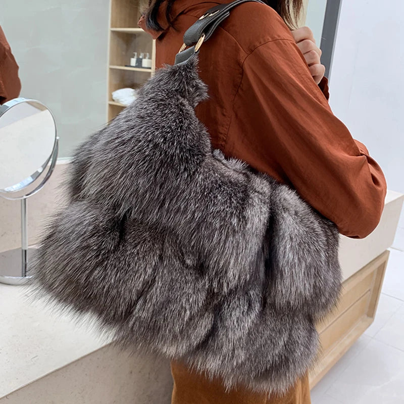Winter Luxe Fox Fur Tote