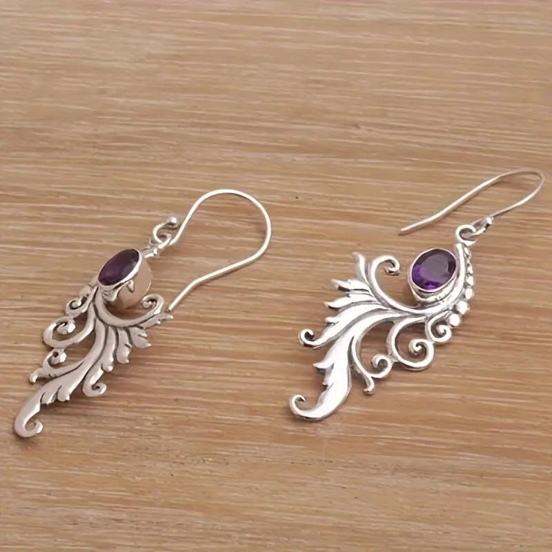 Retro Diamonds Pendant Personality Simple Distressed Ethnic Earrings