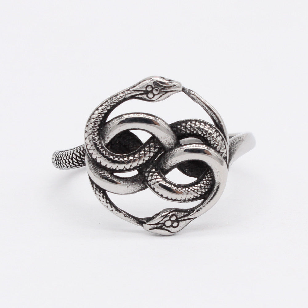 European And American Personalized Retro Internet Hot Double Snake Ring Cold Wind