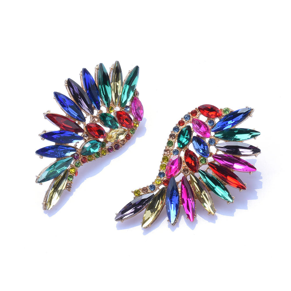 Women's European And American Exaggerated Diamond Long Flower Earrings