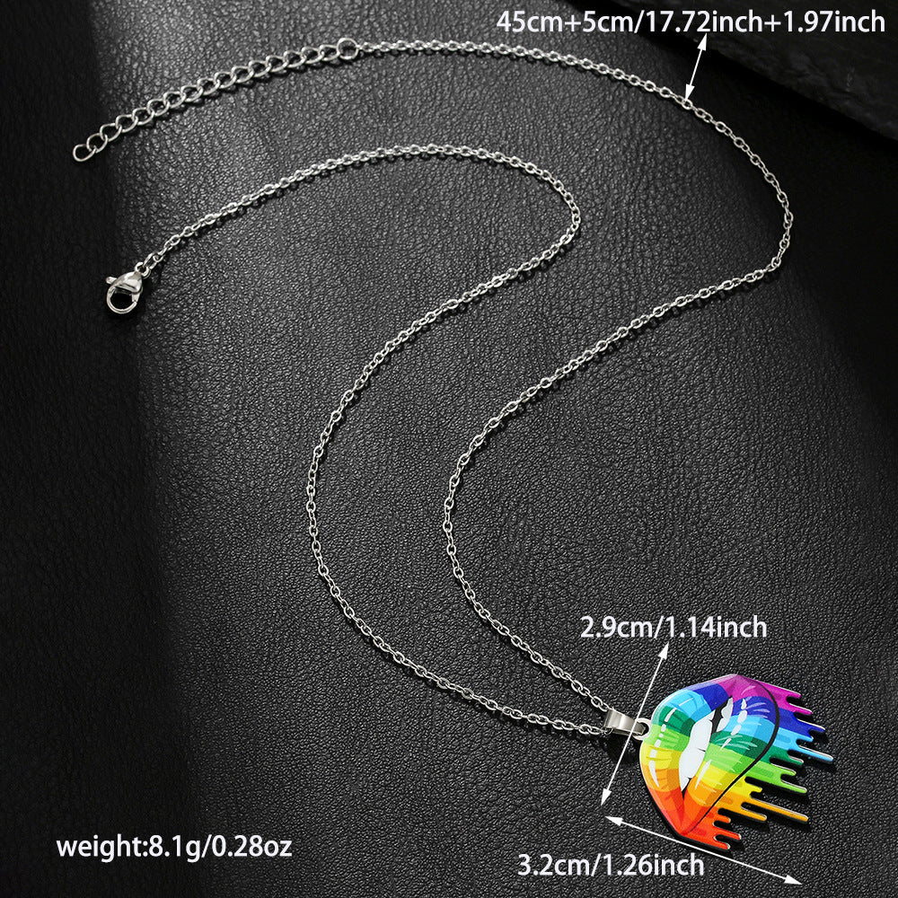 Stainless Steel Necklace Friendship Inspirational Color Printing Bracelet