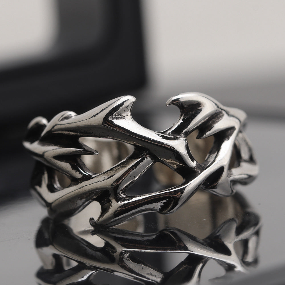 Thorn Men's Trendy Versatile Personality Thorn Flower Ring
