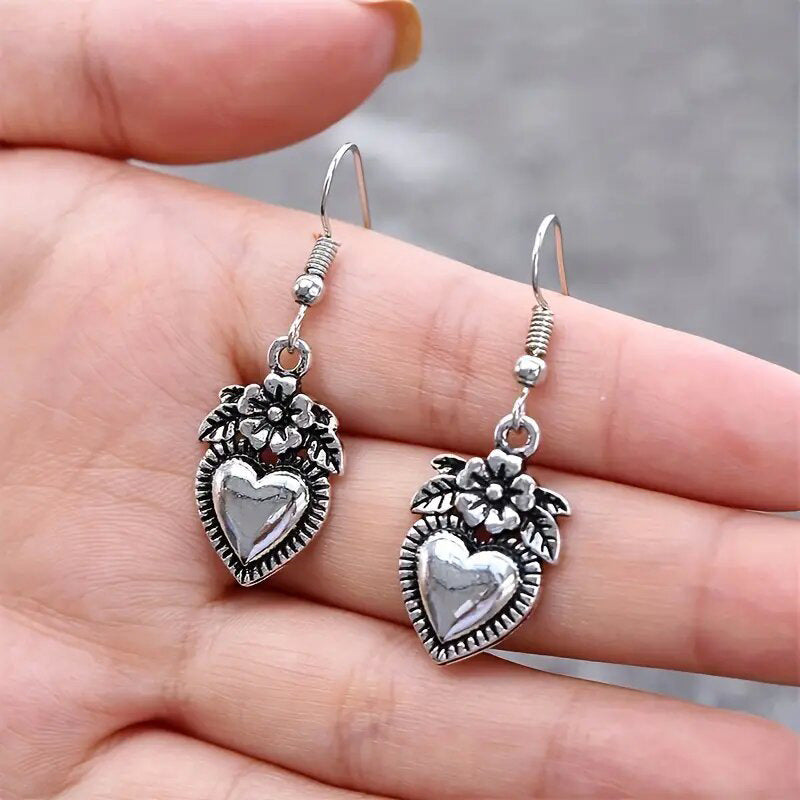 Vintage Tarnish Old Love Flower Earrings