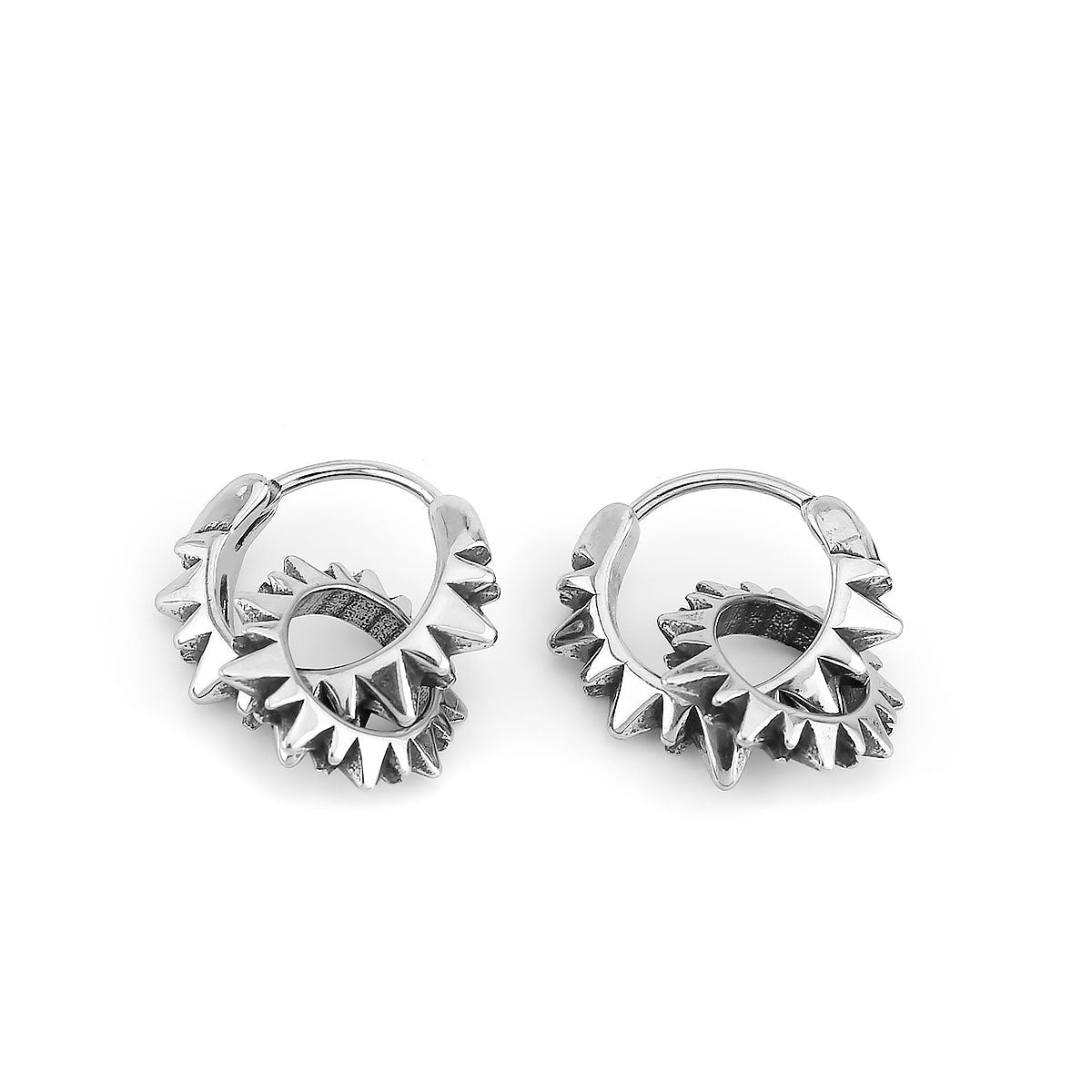 Stainless Steel European And American Retro Titanium Steel Round Ring Earrings