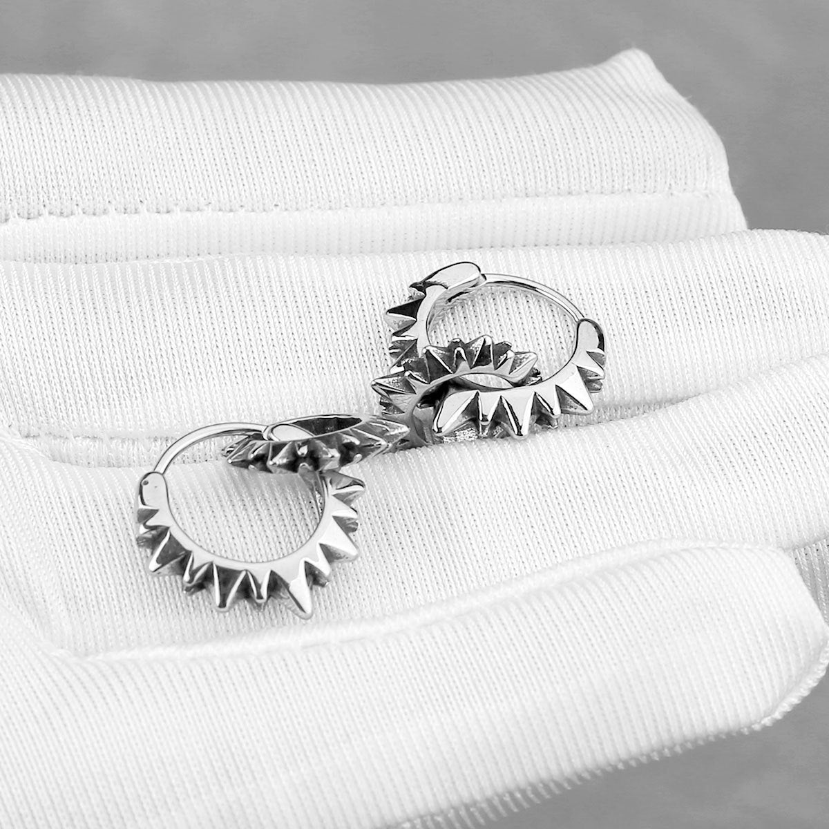 Stainless Steel European And American Retro Titanium Steel Round Ring Earrings