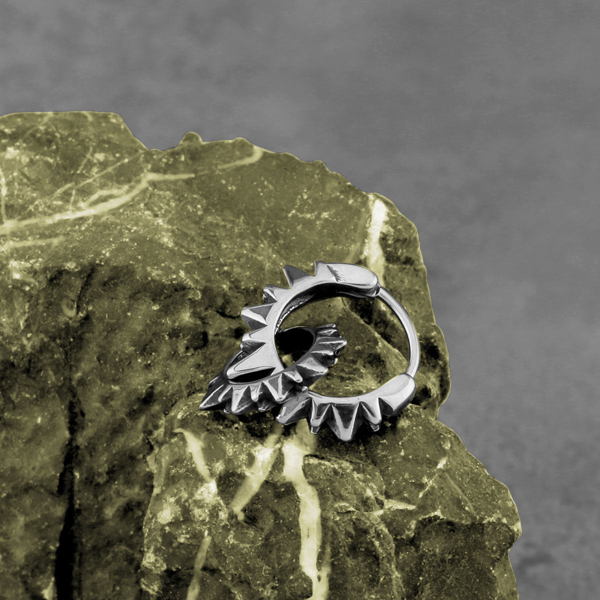 Stainless Steel European And American Retro Titanium Steel Round Ring Earrings
